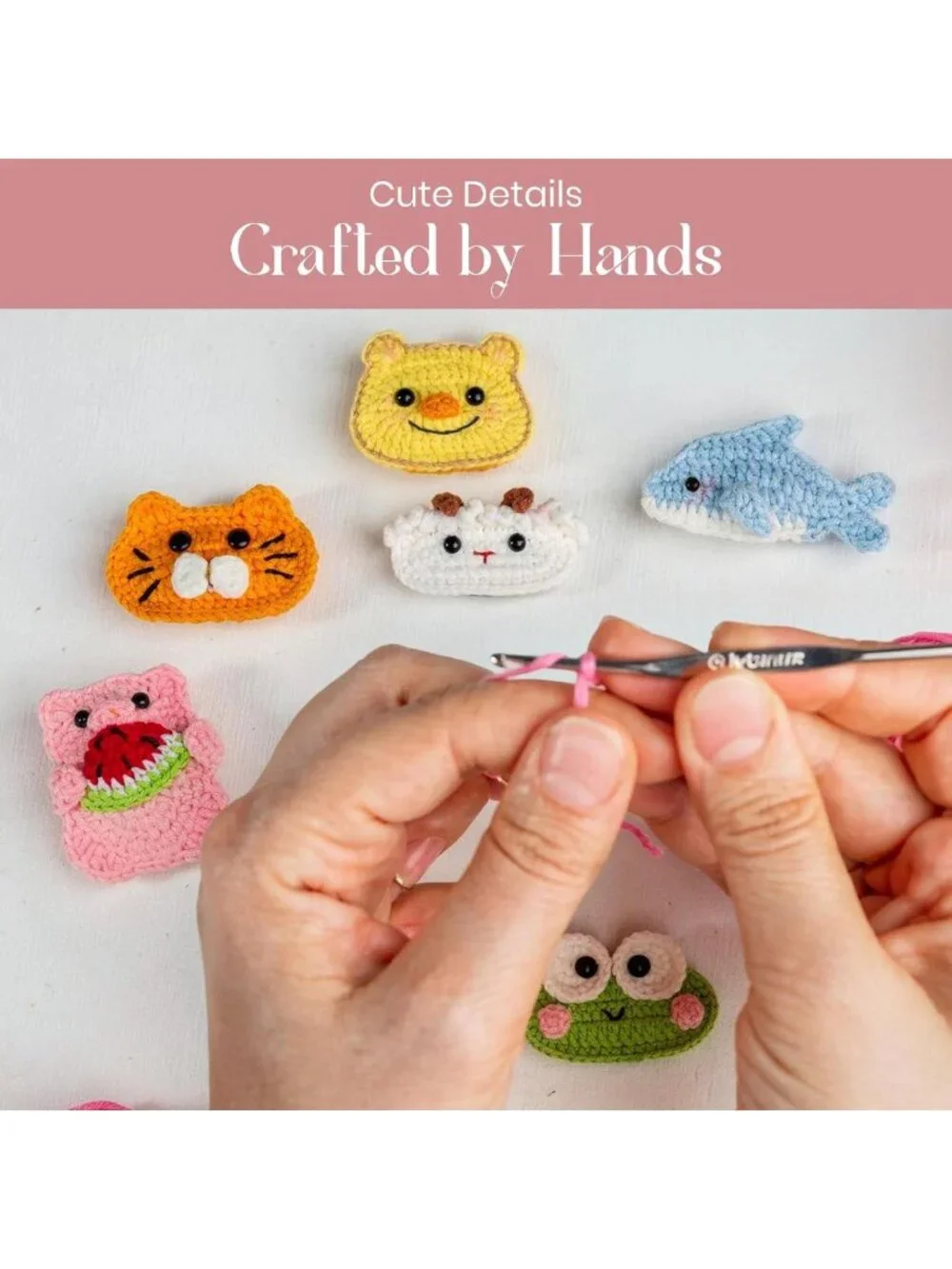 Adorable 6-Pack Crochet Animal Hair Clips for Kids - Cute Cartoon Barrettes